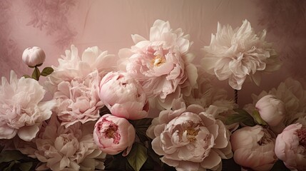 Victorian-Era Peonies against a Sepia Background