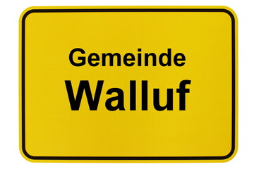Illustration eines Ortsschildes der Gemeinde Walluf in Hessen