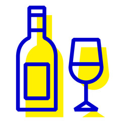 秋、ワイン、酒、アルコールを表す2色スタイルのアイコン