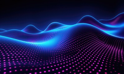 Wave background black and blue in the style of dotted.