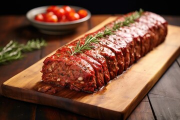 fresh uncooked meatloaf ready for barbecue grilling - obrazy, fototapety, plakaty