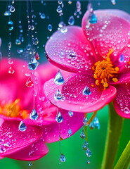 Beautiful flowers with rain