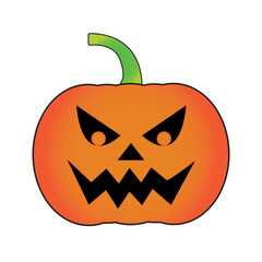 Orange pumpkin with spooky smile. Best for the holiday Halloween card, social media and printable. Vector illustration