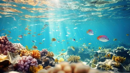 Fototapeta na wymiar Abstract Eco-Friendly Icons Floating Gracefully Underwater