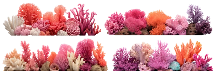 Gordijnen Set of coral reefs cut out © Yeti Studio