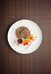 Beef steak on the wood table