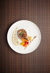 Steak on the wood table