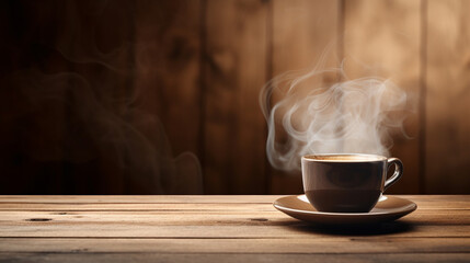 A hot cup of coffee isolated on a neutral background .