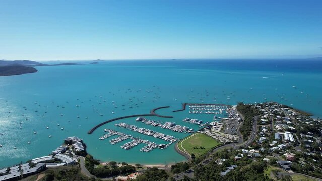 Aerial footage of Airlie Beach and Whitsundays Queensland Australia