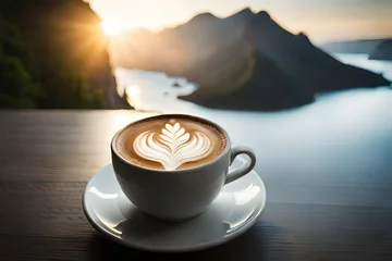 Foto op Plexiglas cup of cappuccino © Aansa