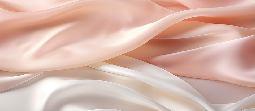 Soft and delicate silk fabric in elegant light pink colors creates a luxurious abstract background Gradient colors gentle lines and draped fabric folds add an elegant touch Suitable for bab