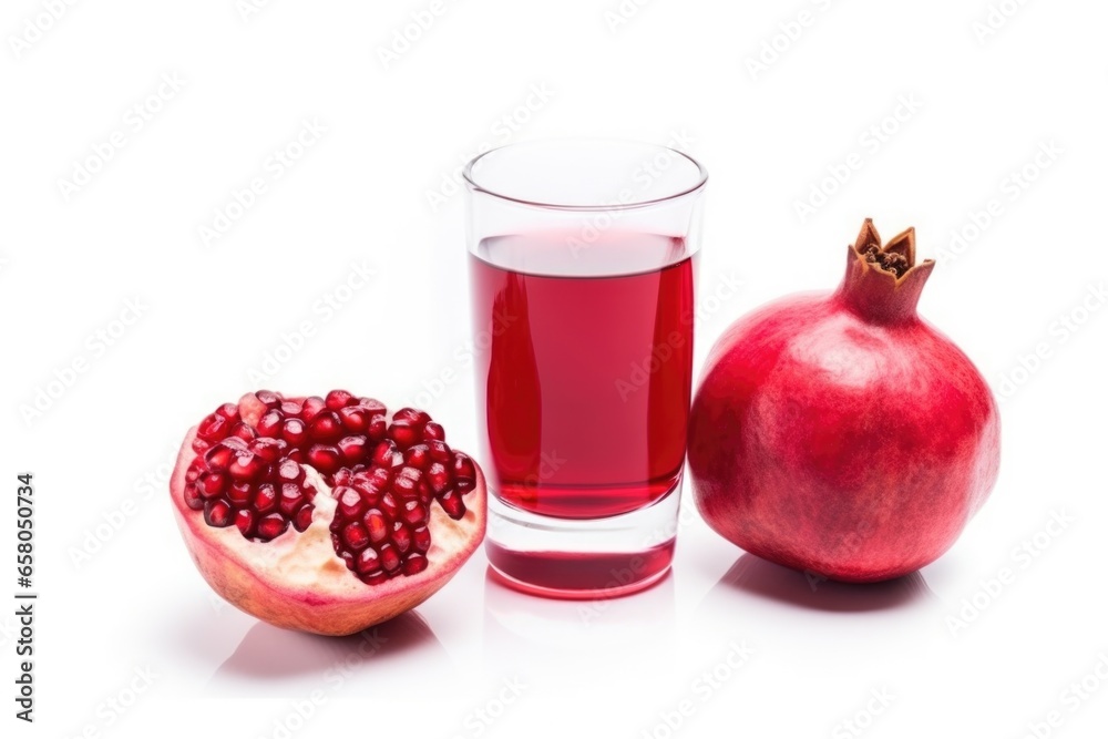 Canvas Prints fresh pomegranate and a glass of juice on a white background