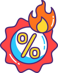 Discount Related Vector Line Icon with Hot promo