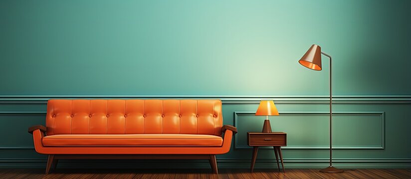 Illustration of a retro style sofa against wall