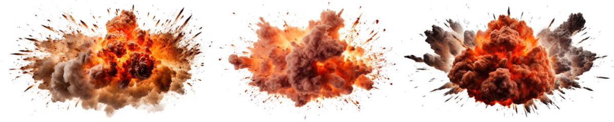 Set of explosions cut out - obrazy, fototapety, plakaty