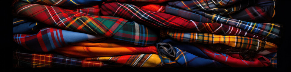 traditional tartan pattern of Scotland, featuring distinctive crisscross design in various colors