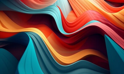 4K Abstract wallpaper colorful design, shapes and textures, colored background, teal and orange colores, Generative AI