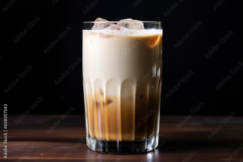 Poster condensation on a chilled iced chai latte glass