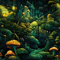 Fototapeta premium Enchanted Forest Digital Paper Seamless Patterns Background