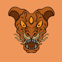 Head of chinese ancient mythologi beast element illustration good be poster design, tattoos and tshirt design