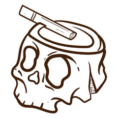 Simple Skull hand Drawing Line doodle. Illustration Good for design tshirt and simple tattoos