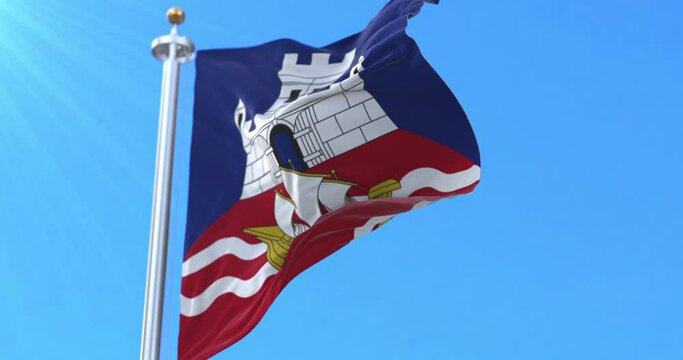 Flag of Belgrade, Serbia. Loop
