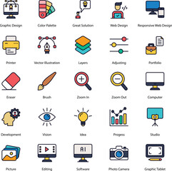 Graphic Design icons set, web design, ui ux design, graphics elements, etc