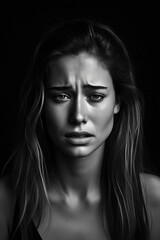 Woman with sad look on her face and eyes.