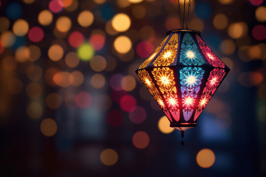 Lantern with colorful and lighting on Diwali festival