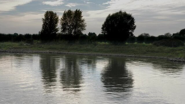 Water reflections in the river IJssel in Zutphen in the Netherlands