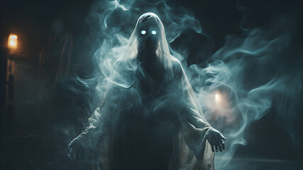 Illustration, Terrifying Halloween Wraiths, created with the help of AI - obrazy, fototapety, plakaty