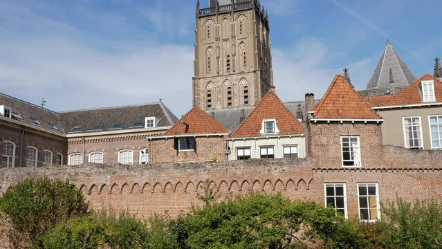 The church of old town Zutphen in the Netherlands, tilt shot
