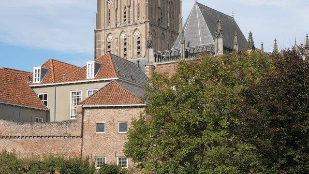 The church of old town Zutphen in the Netherlands, tilt shot