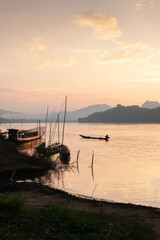The landscape of the Mekong River during sunset. - 658067762