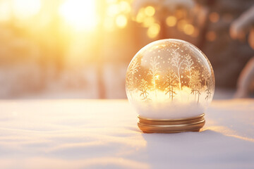 Fototapeta na wymiar Christmas bauble glass ball on snow.Merry Christmas and Happy new year concept.