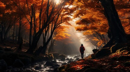 Person in the autumn forest