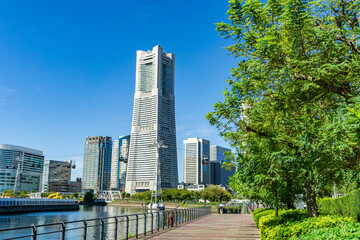 神奈川県横浜市西区みなとみらい地区の都市風景