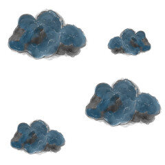 Drawing doodle  blue clouds water color background