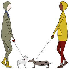 People walking the dog 