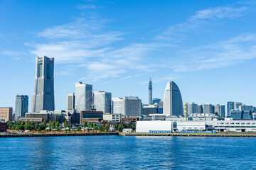 Naklejka premium 神奈川県横浜市西区みなとみらい地区の都市風景