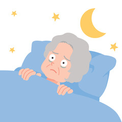 眠れない　高齢女性　白バック