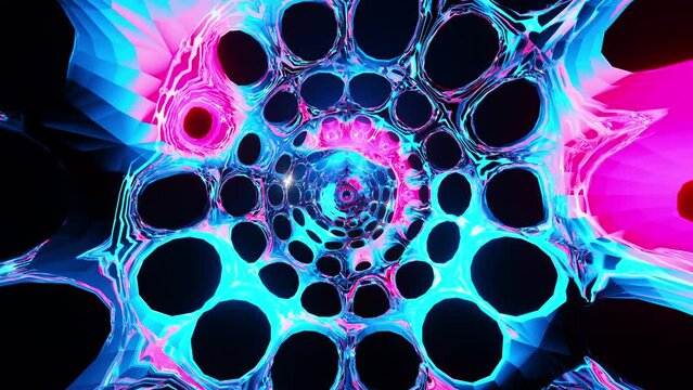Colorful abstract background with circular design in the center. Infinitely looped animation.