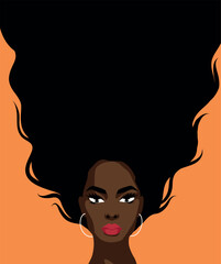Vector banner poster. A woman with a beautiful face and hair. Hair place for text. Concept of the movement for gender equality and women's empowerment. Women's Day.