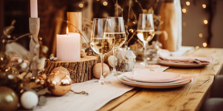 Christmas luxury wooden table decoration