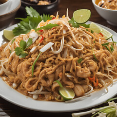 Shrimps Pad Thai, Thai Food, Thailand's national dishes.