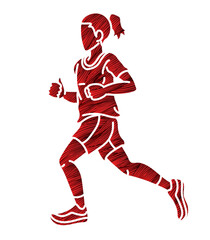 Fototapeta na wymiar A Girl Start Running Action Sport Graphic Vector