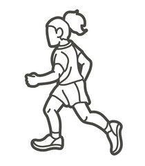 Fototapeta na wymiar A Girl Start Running Action Sport Graphic Vector