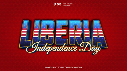 liberia editable text effect with liberia flag pattern suitable for poster design about holiday, Feast day or liberia independence day moment