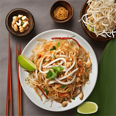 Shrimps Pad Thai, Thai Food, Thailand's national dishes.