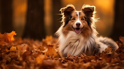 Dog during Autumn Fall Season